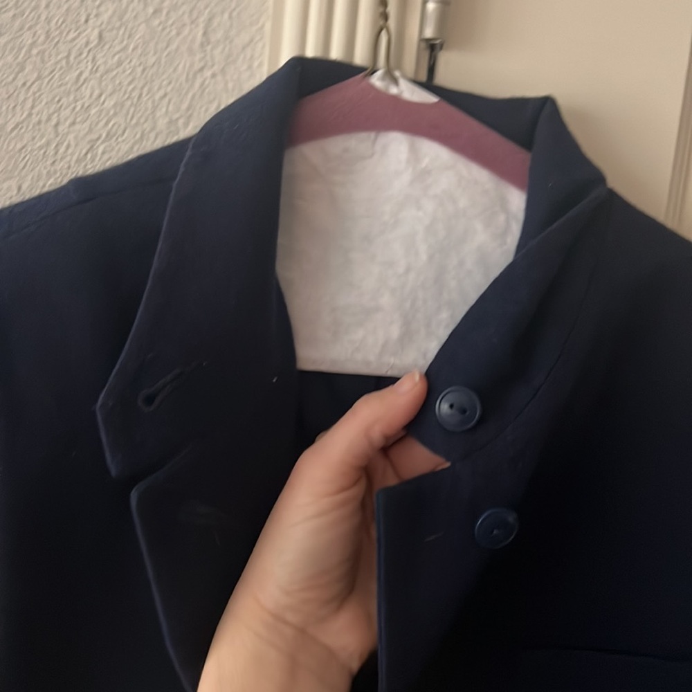Quince Italian Wool Stand Collar Blazer Navy Blue Outerwear MEDIUM - Picture 12 of 16